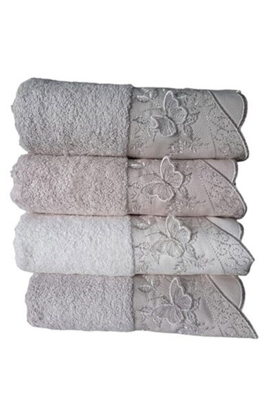 Pupilla 4'lü Paket Bambu 50*90 Nakışlı Havlu Lena