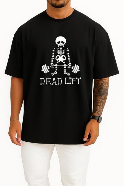 Bahriyeli Collection Oversized Dead Lift Unisex T-Shirt with Chest and Back D...
