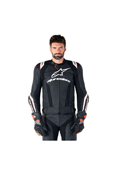 Alpinestars Missile V3 Ignition Deri Korumalı Motosiklet Montu Siyah Beyaz