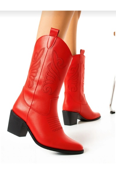 POTEEN Karlas Western Women's Cowboy Embroidered Boots P315-Red