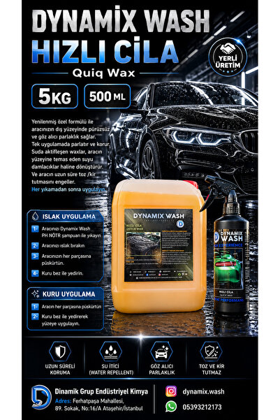dynamix wash Hızlı Cila 2'li set 5 Kg - 500 ml, Araç Cam Ve Kaporta Parlatıcı...