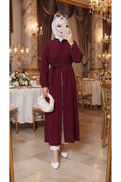 MissPuL Women's Long Summer Muslin Tunic Ferace Burgundy