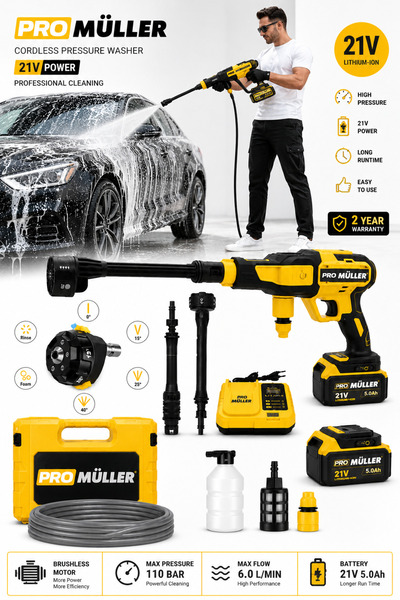 Pro Müller 999 Vf  Çift Akülü Bakır Sargılı Su Soğutmalı Profesyonl Yüksek Ba...