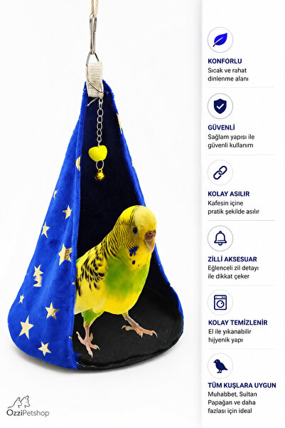 ozzipetshop Kuş Çadırı Kuş Evi Sıcak Uyku Yuvası Muhabbet Kuşu Papağan İçin