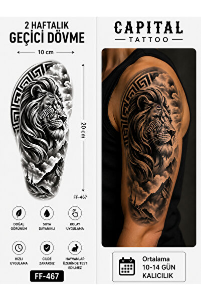 medink tattoo Tattoo Gerçekçi 3D Aslan Realistic Model Geçici Kol Bacak Geçic...