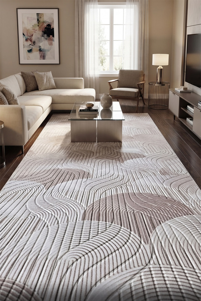BESEV HOME CONCEPT Yıkanabilir Kaymaz Taban Vızon Halı Antialerjik Saçaklı Sa...