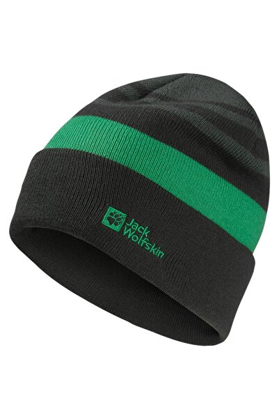Jack Wolfskin Căciulă pentru copii cu dungi FW 2025-Negru/Verde-S