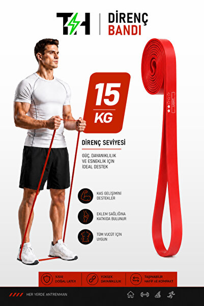 Thundara 15KG Direnç Bandı Gym Barfiks Lastiği Antrenman Kas Geliştirme Bandı...
