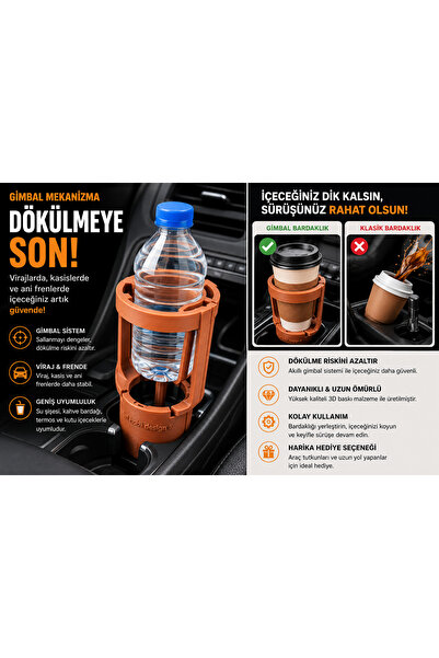 SAF HOBİ ATÖLYE DESİGN 🚗   Non-Spill Car Drink Holder (Gimbal Cup Holder)