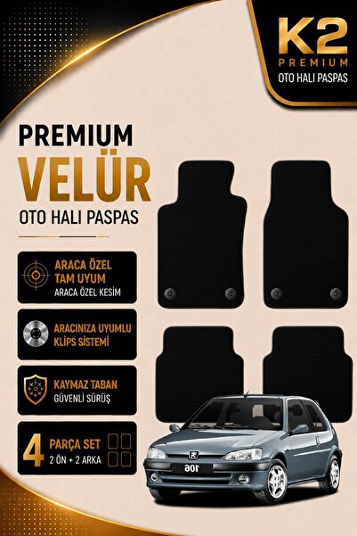K2 CARPET Peugeot 106 Tam Uyumlu Özel Kesim Lüx Oto Halı Paspas Peugeot 106 P...