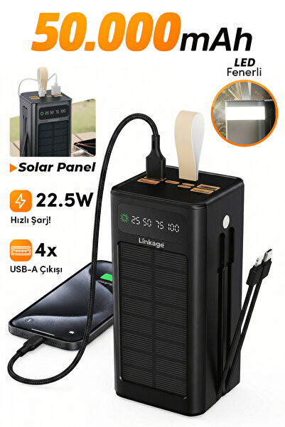 Linkage LKP-47 50000mAh Solar Powerbank | Güneş Enerjili Taşınabilir Şarj Ale...