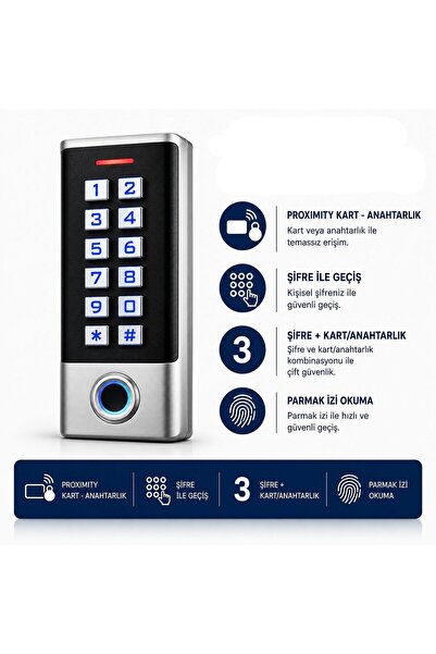 SARKEY SR-211 EM Parmak İzi Kart Şifre Okuyucu 10000 Kullanıcı Biyometrik Geç...