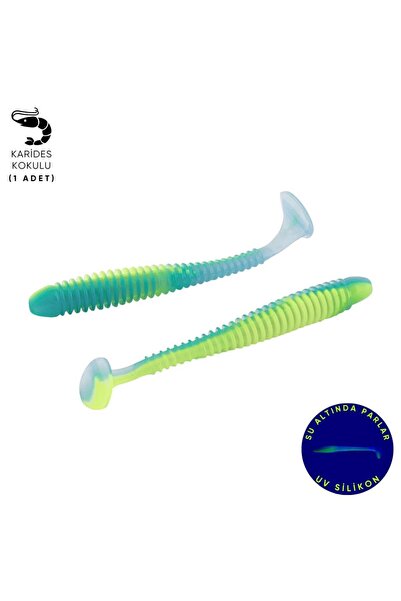 Fishack Silikon Kurt Yem - 4,2g 105mm - Turna/Levrek Silikonu - 1 Adet - Mavi...