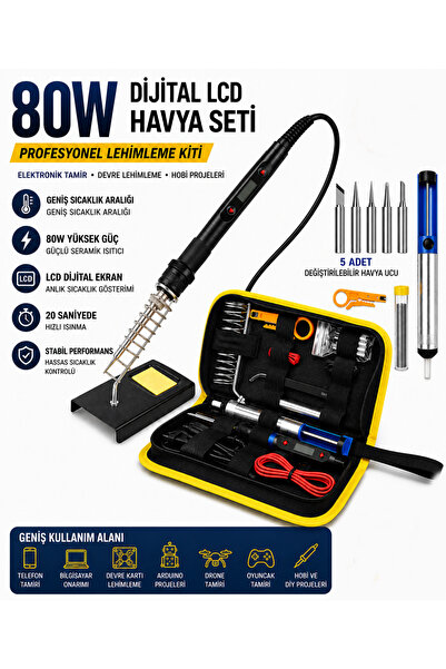 Raiden HVY80 80Watt Havya Seti 15 Parça Lehim Ahşap Yakma Kalemi Ayarlanabili...