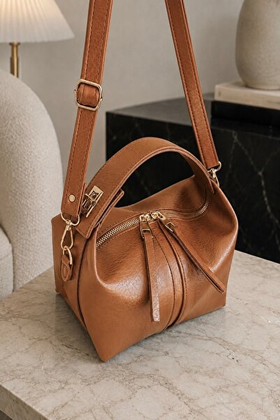 Çantacımstore Women's Archel Leather Handbag Brown