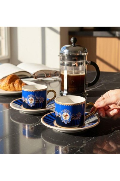 Onedekor Bird Blue Double Coffee Cup for 2 People