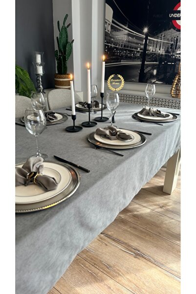 Decamor home Τραπεζομάντηλο με βελούδινη υφή σε γκρι απόχρωση (ΔΕΝ ΠΕΡΙΛΑΜΒΑΝ...