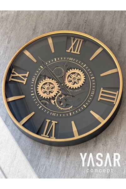 YASAR CONCEPT Montaro Metal Çarklı Duvar Saati 60 Cm