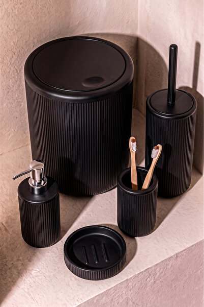 Perotti Faggiano Black 5 Parça Kırılmaz PP Banyo Seti – 6.5 Litre Kovalı