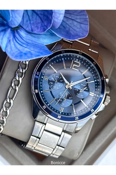 Bonicce Silver Color, Navy Blue Dial, Metal Band in Gift Package, in Box, Sty...