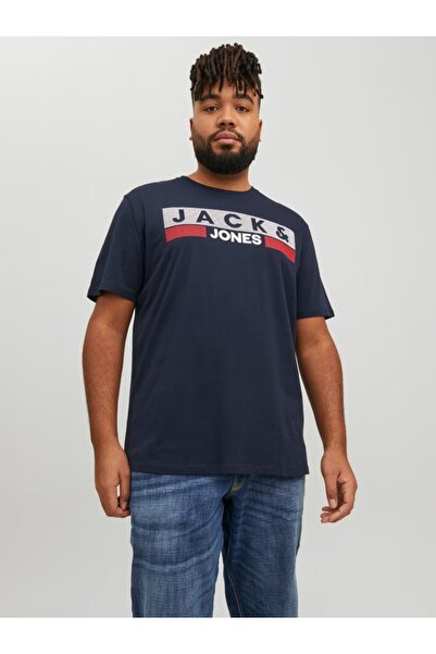 Jack & Jones Plus Tricou cu guler rotund, Mărimi mari pentru bărbați, Bumbac ...