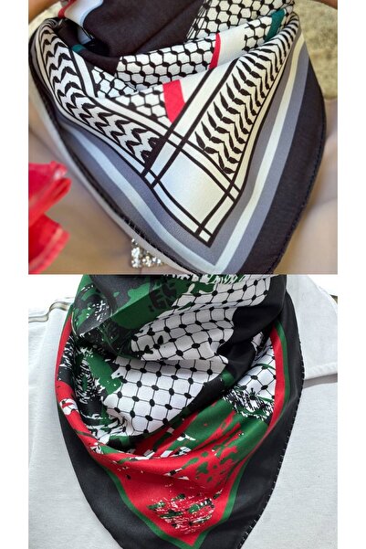 ALDAIYR 2 bucăți eșarfe cu tematică palestiniană 50x50, unisex, potrivite pen...