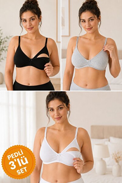 par lingerie pl 3'lü Çıkarılabilir Pedli Emzirme Sütyeni