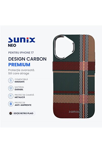 Sunix Husa Neo pentru iPhone 17, Compatibila MagSafe, Design Carbon Premium, ...