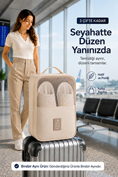 Arfseb Valiz Üstü Ayakkabı ve Terlik Çantası Fileli Fermuarlı Pratik Seyahat ...