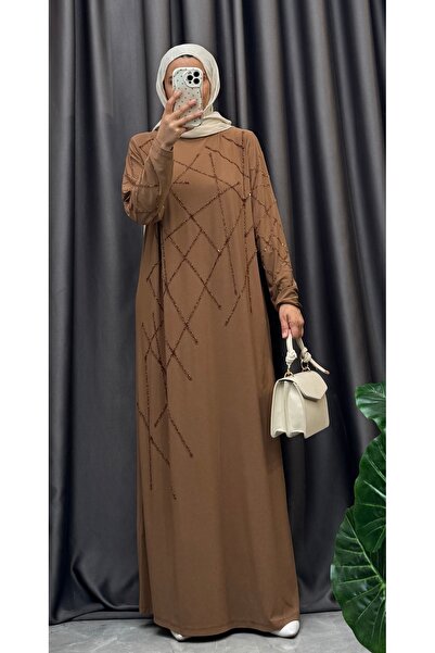 NİSUM MODA فستان ساندي بتفاصيل حجرية