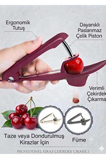 Funny Life Professional Cherry and Cherry Pit Remover – Ergonomic Stainless S...