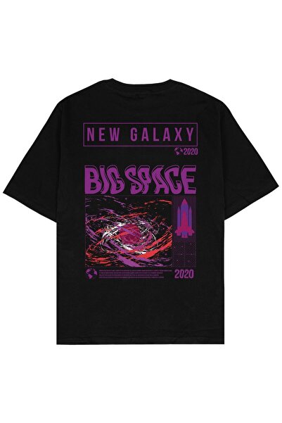 Adrift Tricou unisex oversize negru Big Space