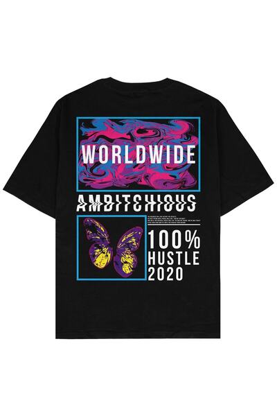 Adrift Унисекс тениска Siyah Oversize с глобален дизайн