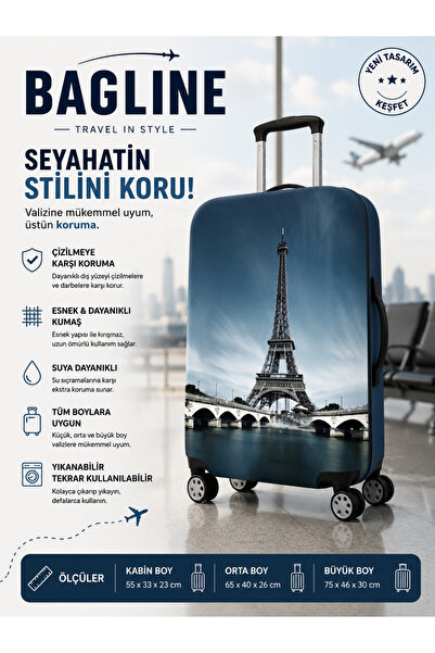 Bag line Țesătură elastică din Lycra Turnul Eiffel Imprimat Valisă și husă pe...