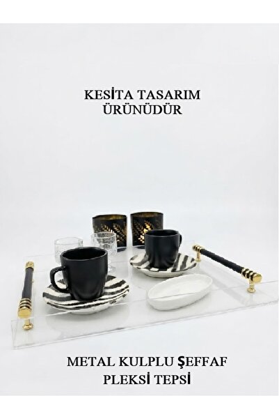 KESİTA TASARIM صينية تقديم الشاي/القهوة/الحلويات/الخطوبة بمقابض من البليكسي (...