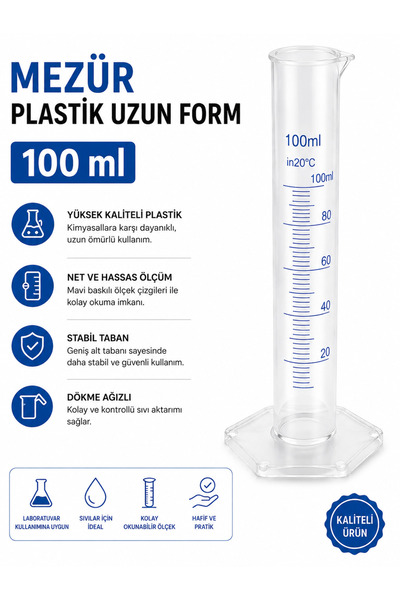 Labolist Mezür Plastik Uzun Form 100 ml