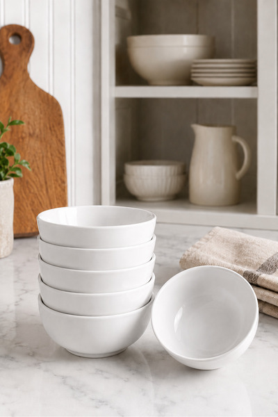 mastergold 6 Pcs White Porcelain Bowl Set (10cm) for Serving Salad, Rice, Sou...