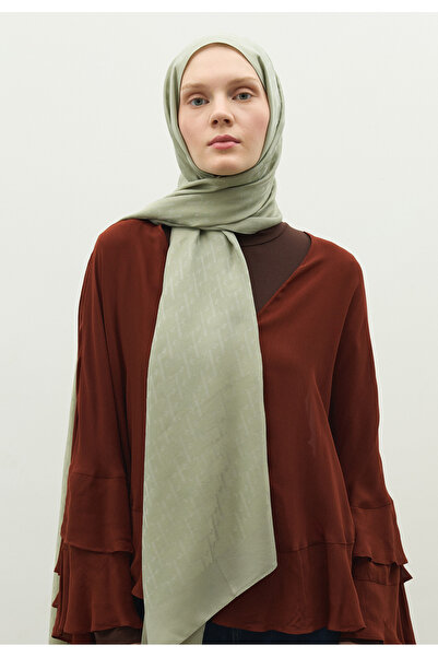 Freshscarfs Monogram Pamuk Floş Jakarlı Şal Mint Yeşili