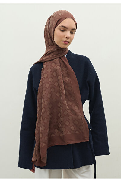Freshscarfs Oslo Pamuk Floş Jakarlı Şal Kakao