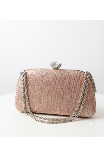 selma demir Rose Zincir Askılı Model Clutch Kadın Çanta