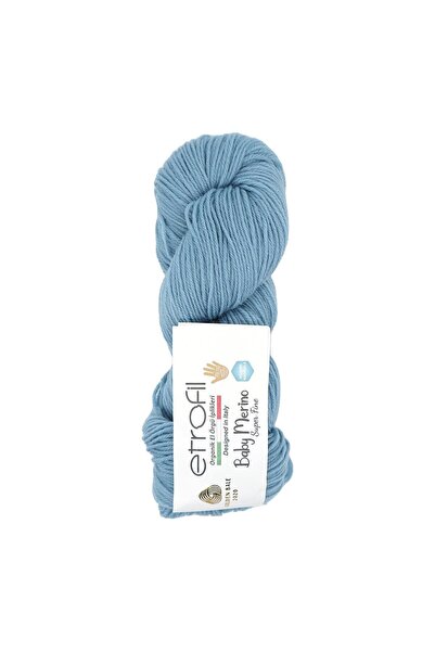 Etrofil Baby Merino Knitting Yarn Baby Blue 100% Organic Superwash Merino Woo...