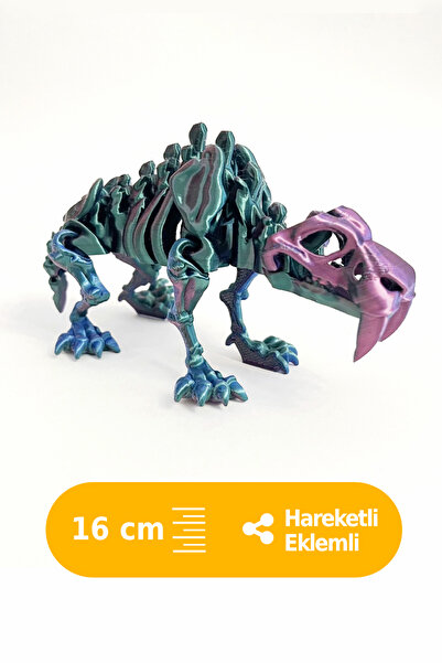 Artimon 3D Store Hareketli Saber Tooth 3D İskelet Dinozor Parlak Renk | Oyunc...