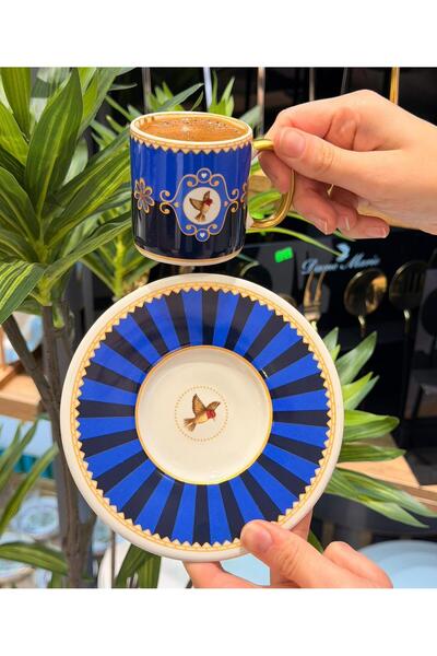 Onedekor 6'lı Bird Blue Kahve Fincanı