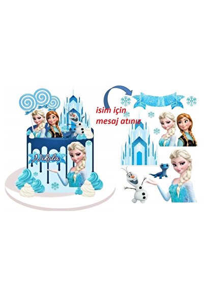 hediyehobihersey Frozen Elsa Şekerli Kağıda Baskı Yenilebilir Kağıt Pasta Bas...