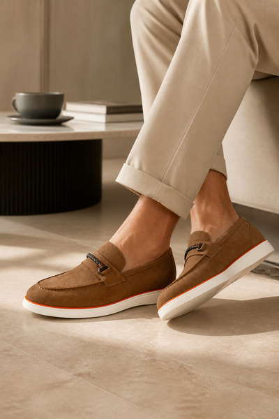 PATRICK CASSA Men's Beige Nubuck Loafers Shoes Lightweight Comfortable Daily ...