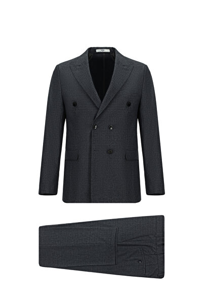 Kiğılı 7 Drop Slim Fit Costum cu model, cu două rânduri de nasturi, croială slim