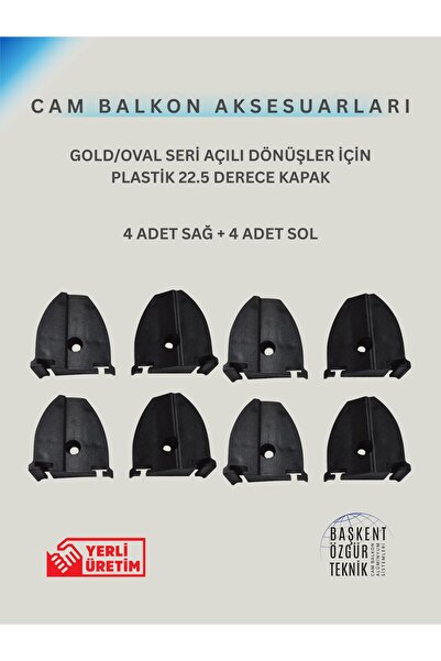 CADDE CAM BALKON GOLD/OVAL SERİ CAM BALKON 22.5 DERECE AÇILI DÖNÜŞ KAPAK TAKIMI