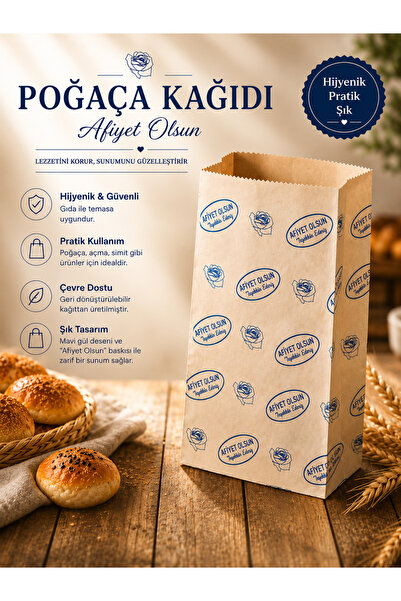 Gökplast POĞAÇA KESE KAĞIDI AFİYET OLSUN YAZILI 1KG