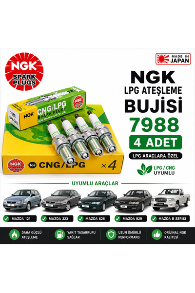NGK 7988 Buji Takımı 4 Adet Lpg araçlara özel/LPG BPR-GAS/Mazda 121/Mazda 323...