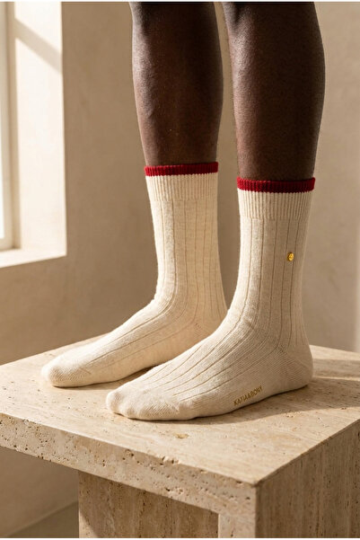 BONY SOCKS Muške čarape sa šiljcima u kariranom uzorku, bež-crveno